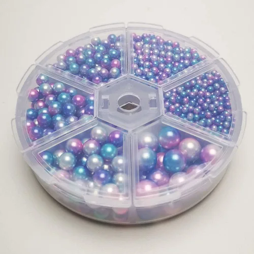 Vista 4 de Chenkou Craft 1550PCS 1 caja de perlas de imitación redondas de plástico, sin agujero, cuentas sueltas (mezcla oscura, mezcla)