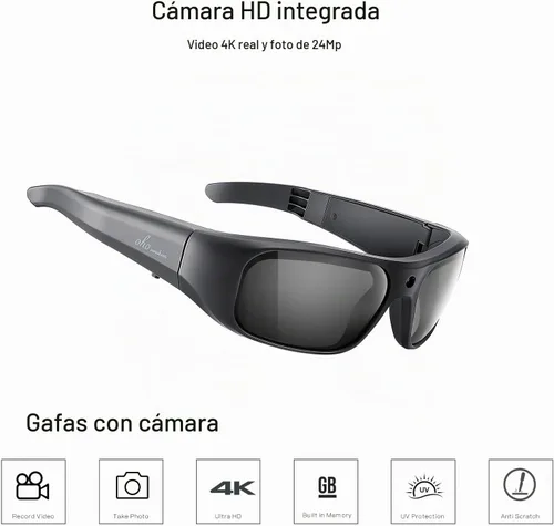 Vista 4 de OHO 4K Sports Smart Glasses con cámara, gafas de sol polarizadas UV400