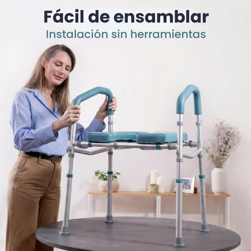 Vista 3 de PELEGON Asiento de inodoro elevado con asas (400 libras) – Silla de inodoro de altura y ancho ajustable con brazos, elevador de inodoro con asas