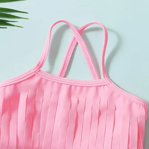 Vista 3 de LYSMuch 3Mo-2T - Traje de baño para niñas pequeñas, traje de baño de 3 piezas con borlas y borlas