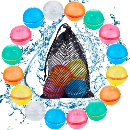 Vista 8 de 6 globos de agua reutilizables, bolas de agua magnéticas recargables para juegos al aire libre, bomba de salpicaduras de agua autosellante