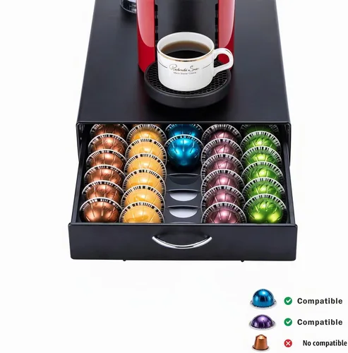 Vista 5 de Nespresso Pods Holder Vertuo - Organizador de cajones, 50 cápsulas Black2