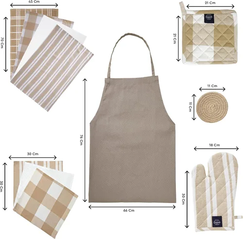 Vista 2 de Encasa XO Juego de toallas y paños de cocina Juego de 21 piezas de artículos esenciales de apartamento Manoplas de horno y soportes para ollas