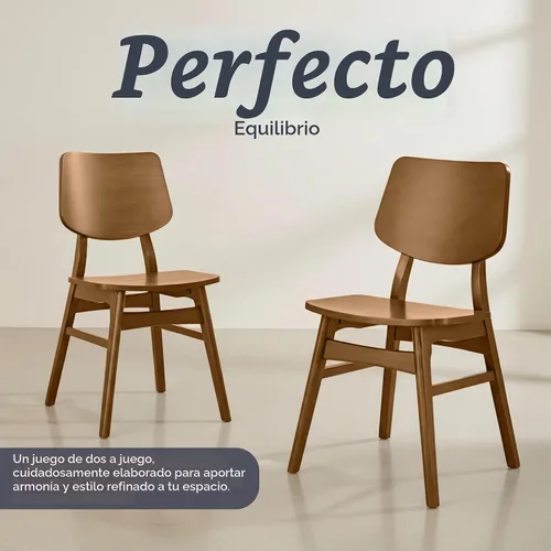 Vista 3 de Alaterre Calais - Juego de 2 sillas de comedor de madera, sillas de cocina Nuez caliente