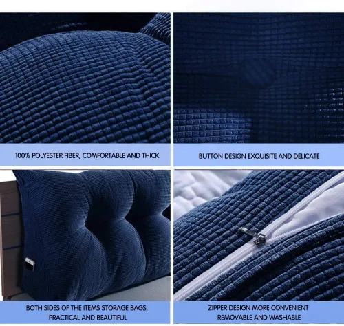 Vista 3 de WOWMAX - Almohada triangular para lectura; almohada grande para cabecera y respaldo; almohada en forma de cuña para soporte y posicionamiento
