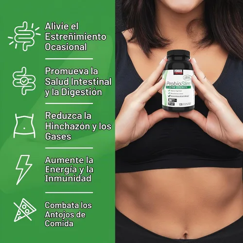 Vista 2 de Force Factor Probióticos extra fuertes ProbioSlim para mujeres y hombres