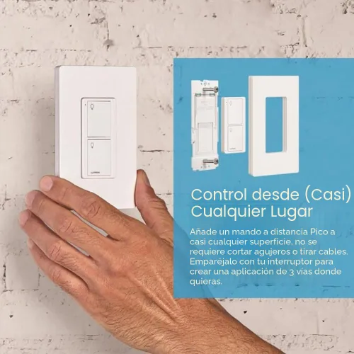 Vista 5 de Lutron Caseta - Kit de interruptor de luz inteligente de 3 vías, con control remoto Pico, placa de pared, soporte de pared para luces LED