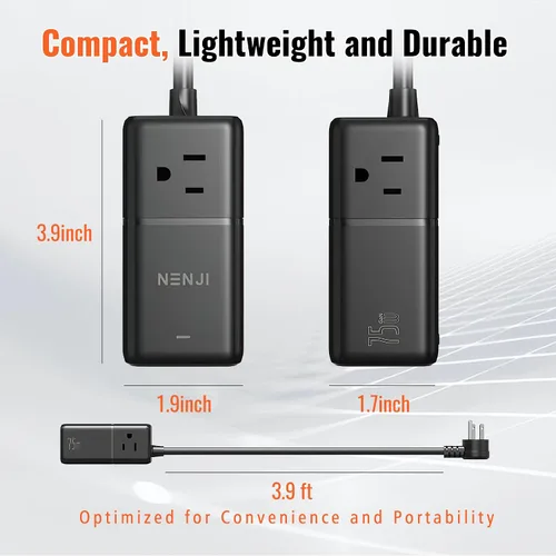 Vista 7 de NENJI Estación de carga USB C GaN de 75 W, regleta de alimentación 8 en 1 de carga súper rápida con 5 puertos USB y 3 puertos de CA, carga Negro