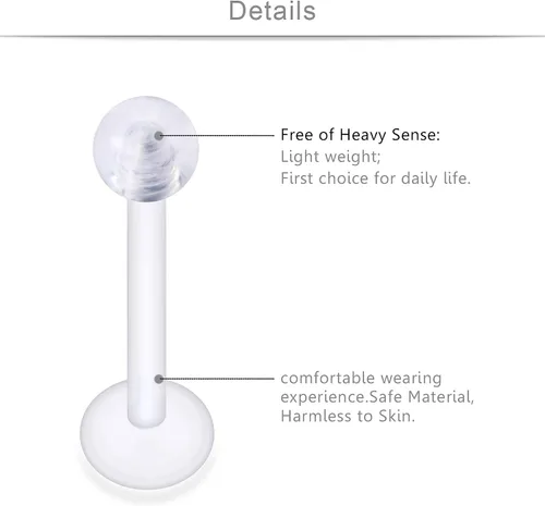 Vista 2 de SCERRING Anillos de labios de 0.56 oz Bioflex Flexible Acrílico Labret Monroe Lip Rings Nail Tragus Helix Pendientes Studs Ring Medusa Piercing