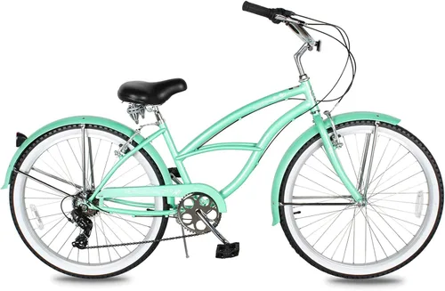 Vista 10 de MICARGI Bicicleta híbrida para adultos de 24/26 pulgadas, bicicleta híbrida de 1/7 velocidades para mujeres, hombres, personas mayores, bicicleta