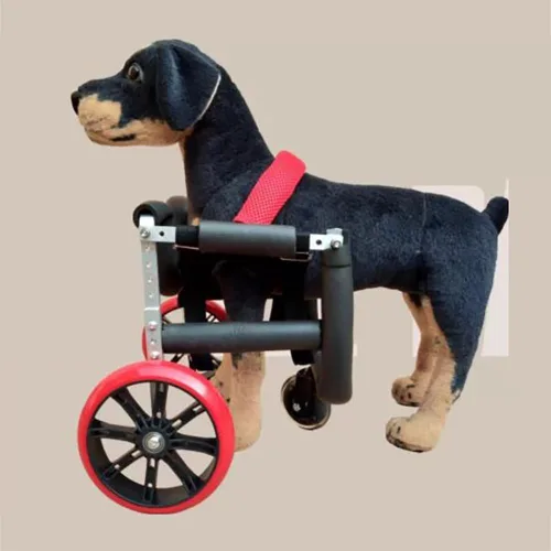 Vista 2 de Silla de ruedas ajustable para mascotas con patas delanteras Soporte de movilidad con ruedas silenciosas duraderas y arnés transpirable Varios