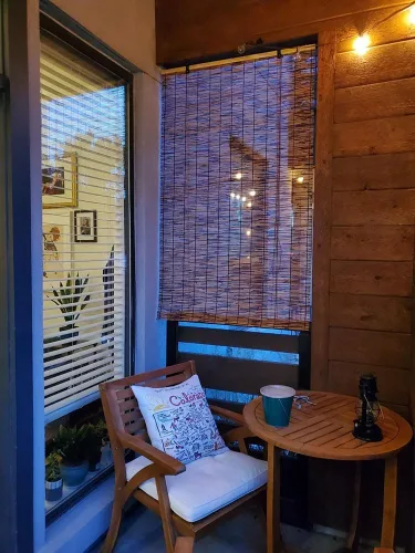 Vista 3 de Persianas romanas de bambú impermeables para patio interior/exterior, cortinas enrollables para protección de privacidad, porche, cortinas opacas