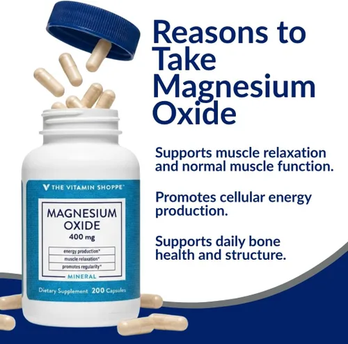 Vista 4 de The Vitamin Shoppe Suplemento de óxido de magnesio de 400 mg, mineral de magnesio diario para relajación muscular, salud ósea y apoyo a