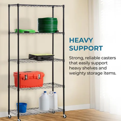 Vista 6 de Honey-Can-Do 4" Swivel Caster Wheels Set of 4, Heavy Duty for Wire Shelving Black