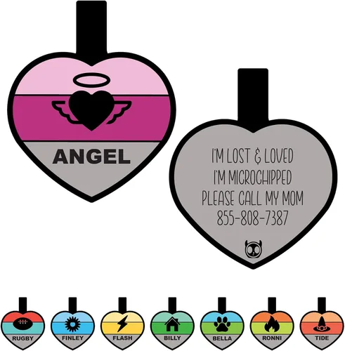 Vista 12 de Placa de identificación silenciosa personalizada con 5 líneas de identificación de mascotas de silicona duradera y grabada profundamente, diseño