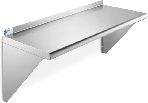 Vista 9 de GRIDMANN Estante de montaje en pared de acero inoxidable de 18 x 24 pulgadas con protector contra salpicaduras, grado comercial, estantería