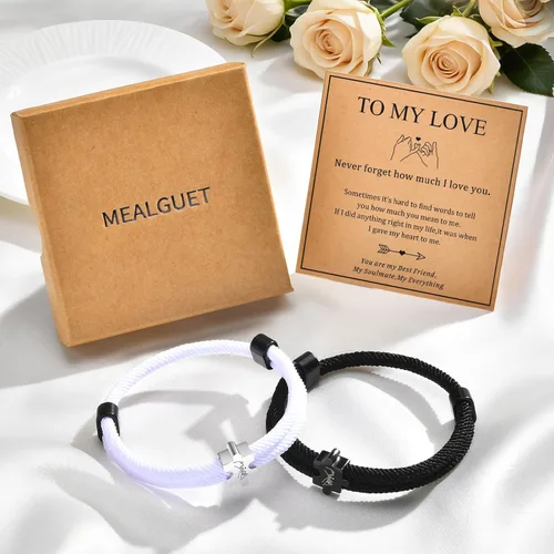 Vista 3 de Pulseras para parejas para él y ella: To My Love His Hers Pinky Promise - Juego de pulseras de cuerda a juego para hombres, mujeres, novio, novia