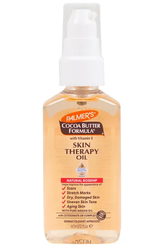Vista 2 de Palmer's Fórmula de manteca de cacao para terapia cutánea, aceite corporal hidratante con vitamina E, fragancia de rosa mosqueta, 2 onzas