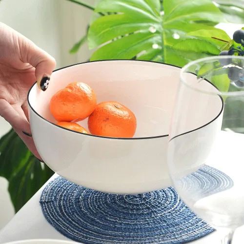 Vista 7 de Houlu Tazones de sopa de 40 onzas, cuencos de cereales, cuencos Pho, cuencos de ensalada, cuencos de porcelana blanca hueso, juego de 4, 7 pulgadas