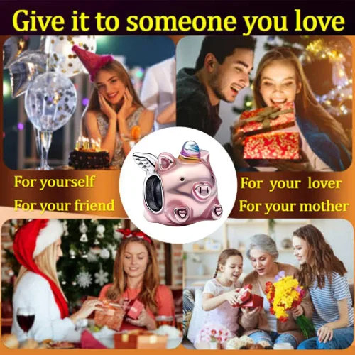 Vista 4 de UIHEI Family Love You - Dijes colgantes de corazón para mujer, collar o pulsera en plata de ley 925, regalo de joyería para el día de la madre