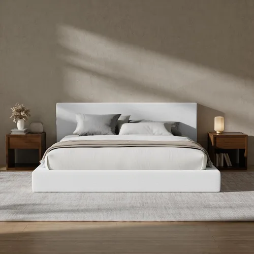 Vista 10 de RECCI Cloud - Base de cama Queen tapizada con cabecero, plataforma acolchada de espuma de 5 pulgadas, sin somier, fácil montaje (crema)
