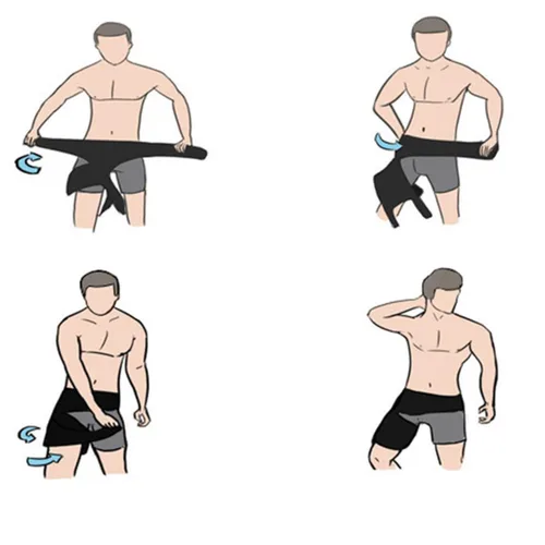 Vista 7 de Abaodam Protector de cadera ajustable Soporte de compresión para piernas y cadera Correa elástica negra para la ingle para más rápido de tensión