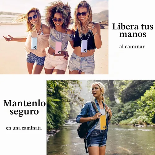 Vista 4 de Funda cruzada con cordón para iPhone 16, manos libres, para el cuello, para la muñeca, correa ajustable y removible, protección contra caídas