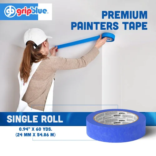 Vista 5 de Cinta de Pintor Azul de 1 pulgada de ancho, 1 rollo de cinta de enmascarar - Perfecta para líneas precisas en paredes y molduras, multisuperficie