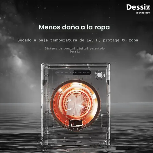 Vista 5 de Dessiz Secadora compacta de 11 libras de 950 W, secadora de ropa portátil para espacios pequeños, caravanas y apartamentos, silenciosa, resistente