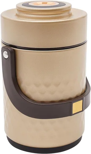 Vista 7 de Tarro de comida sellado de 67.6 onzas con tapa con asa, contenedor térmico de acero inoxidable de 3 niveles, recipiente de almuerzo de boca ancha a