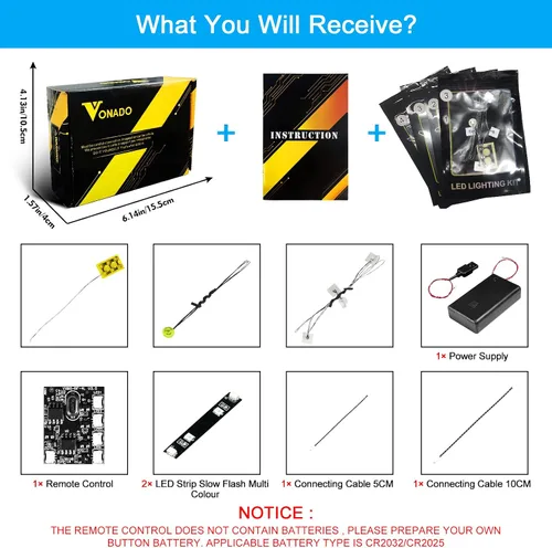 Vista 2 de VONADO Kit de luz LED para Lego Nano Gauntlet 76223, iluminación de edificios con control remoto compatible con juguete de ladrillos de guantelete