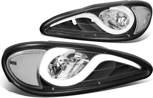 Vista 9 de DNA MOTORING LED DRL - Faro delantero para parachoques delantero, compatible con PONTIAC GRAND AM 99-05, negro/ámbar, HL-HPL-PGAM99-BK-AM