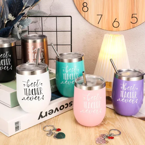 Vista 5 de Didaey Juego de 24 piezas de regalo de agradecimiento a los profesores, vaso de vino de 12 onzas para mujeres, regalos de graduación de cumpleaños