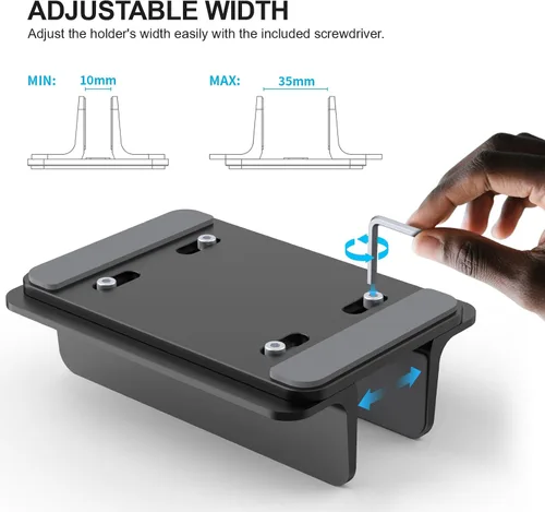 Vista 2 de YICOSUN Soporte vertical de aluminio para laptop para escritorio, base de ancho ajustable para MacBook, Surface, Samsung, HP, Dell de hasta 17.3