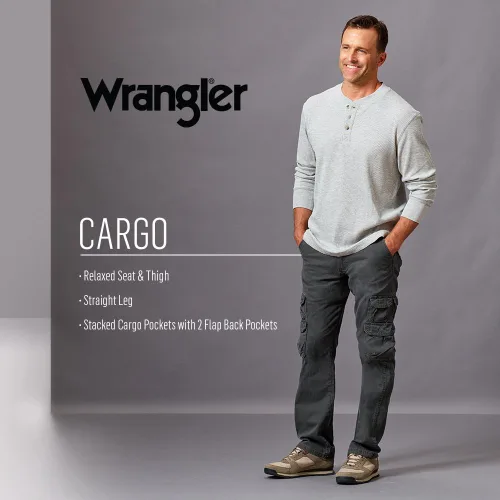 Vista 6 de Wrangler Authentics - Pantalón cargo de pierna recta y ajuste holgado para hombre