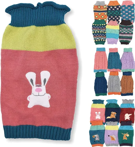 Vista 8 de Suéter de punto para perro, ropa de invierno cálida y suave para mascotas pequeñas y grandes (XL: longitud: 22 pulgadas, alce)