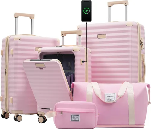 Vista 34 de Merax Equipaje Sets 2 piezas Hardshell 20&28 IN Maleta Set con bolsa de lona