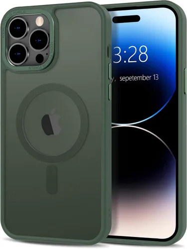 Vista 132 de Anuck - Funda magnética para iPhone 11 compatible con MagSafe, carcasa trasera mate translúcida dura, borde de TPU, delgada, resistente a impactos