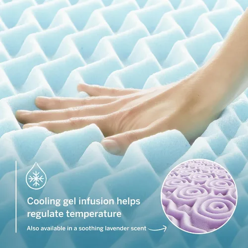 Vista 3 de LUCID Cubrecolchón de espuma viscoelástica de gel zonificado de 2 pulgadas, tamaño individual