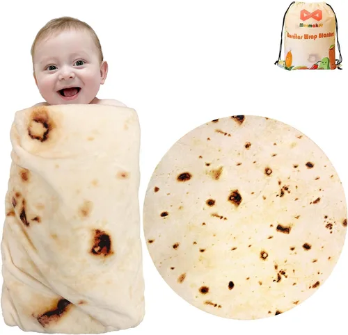 Vista 20 de mermaker Cobija de doble cara con estampado de tortilla para burritos