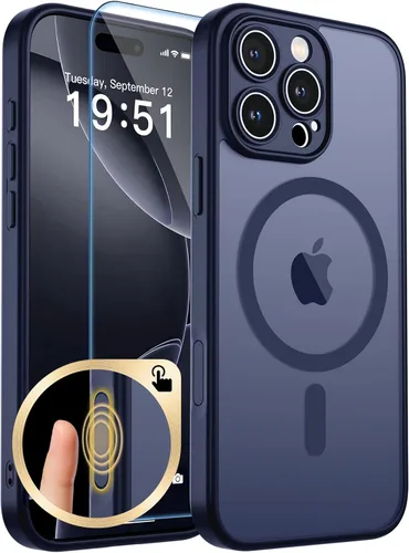 Vista 142 de zapica Funda magnética para iPhone Air, con protector de pantalla de vidrio templado, compatible con MagSafe, translúcida mate, a prueba de golpes