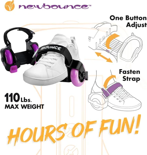 Vista 5 de Nuevos patines de tacón de rebote - Jet Wheelies para zapatos - Patines de tacón ajustable para niños - Talla única Púrpura