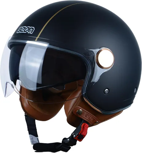 Vista 8 de Casco de moto de cara abierta para adultos, aprobado por DOT, 3/4 retro Vespa, con viseras duales, para motoneta, crucero, bobber y chopper