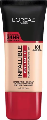 Vista 29 de L'Oreal Paris Cosmetics Makeup Infallible Pro-Matte - Base líquida de larga duración, True Porcelain, 1 onza líquida. 099 Porcelana Verdadera