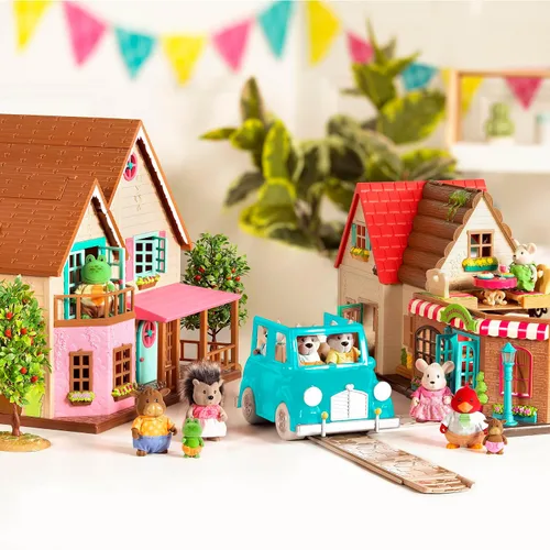 Vista 4 de Li'l Woodzeez Juego de teatro Honeysuckle con muebles y accesorios en miniatura - Colorido juego infantil para juegos imaginativos - Figuras
