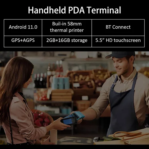 Vista 5 de Bisofice Impresora de recibos POS, Android 8.1 OS Mobile POS, impresora de recibos de 2.283 in, impresora PDA de pantalla táctil de 5.45 pulgadas