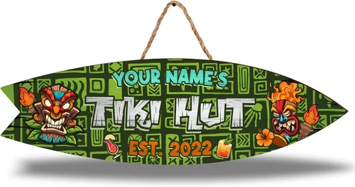 Vista 20 de Artsy Woodsy Letrero de madera personalizado con estampado de barra Tiki (no tallado ni neón), decoración de verano, cartel de piscina, patio