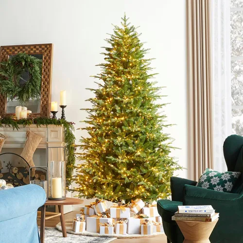Vista 21 de Glitzhome Árbol de Navidad preiluminado, abeto artificial realista de 7.5 pies con 1,668 puntas y 680 luces centelleantes C3, 10 funciones de Aspen