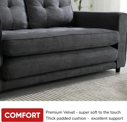 Vista 8 de JOYBASE Sofá cama extraíble, moderno sofá cama convertible tapizado extraíble para sala de estar (gris oscuro, tela)