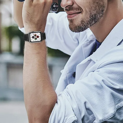Vista 6 de Correas deportivas compatibles con correas de Apple Watch de 1.496 in 1.575 in 1.614 in 1.654 in 1.732 in 1.772 in 1.811 in 1.929 in, correa